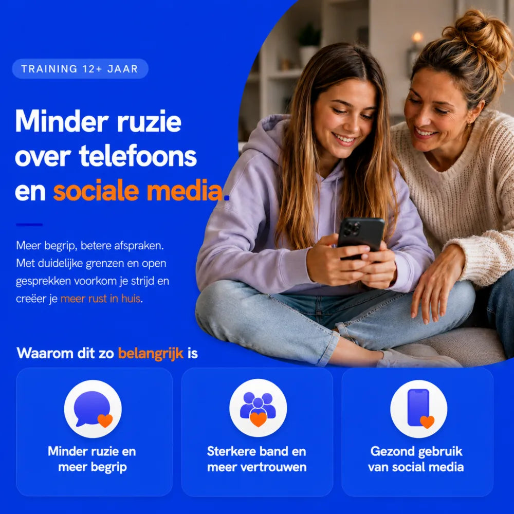 Kinderschermtijd training voor 12+ jaar - minder ruzie over telefoons en sociale media