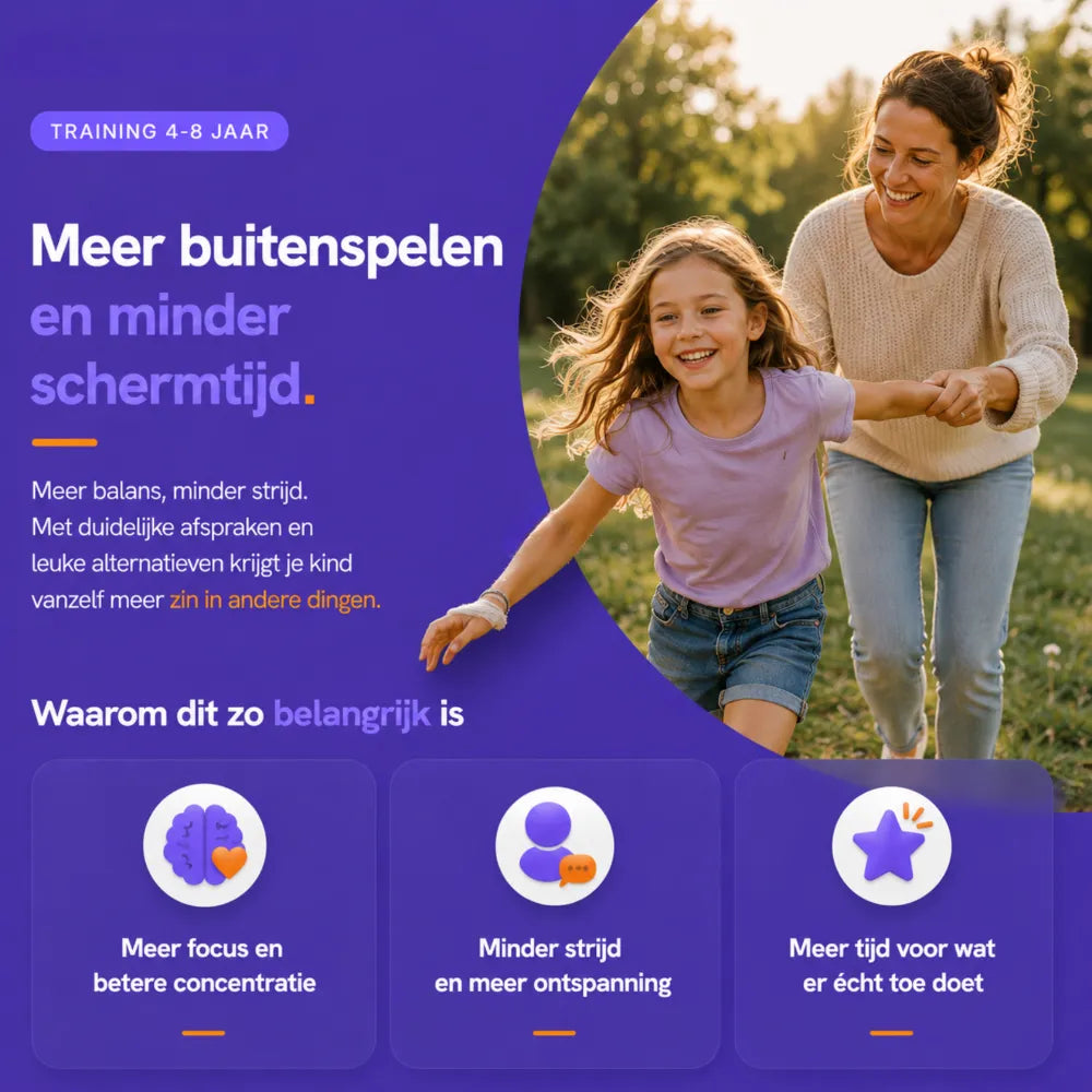 Kinderschermtijd training voor 4-8 jaar - meer buitenspelen en minder schermtijd
