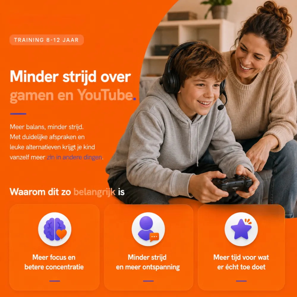 Kinderschermtijd training voor 8-12 jaar - Minder strijd over gamen en youtube